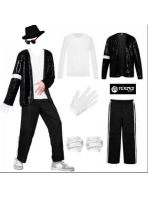 Simil Michael Suit Jackson Cosplay Completo Cosplay Nero Costume MICHJA04B
